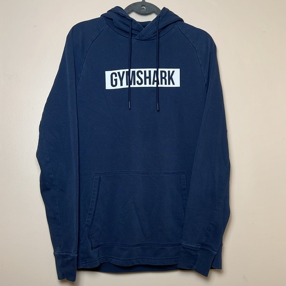 Gymshark Other - Gymshark Men’s Navy Hoodie Block Spell Out Logo Pullover Athletic Unisex M